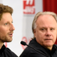 Romain Grosjean, at left, and Gene Haas during a 2015 press conference.